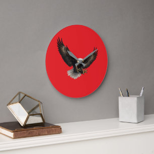 Majestueuze Amerikaanse Zeearend Rood Wandklok Grote Klok