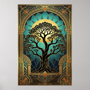 Majestueuze Art Deco Vintage Filmprojector Goud  Poster