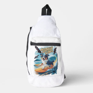 Majestueuze Australische Herder Hond Surfen op de Sling Bag