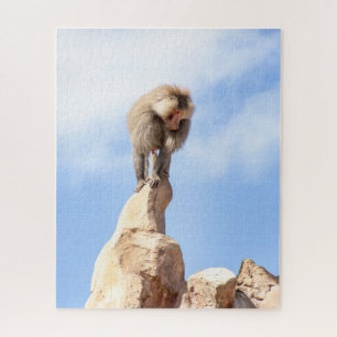 Majestueuze baviaan op bergtop legpuzzel