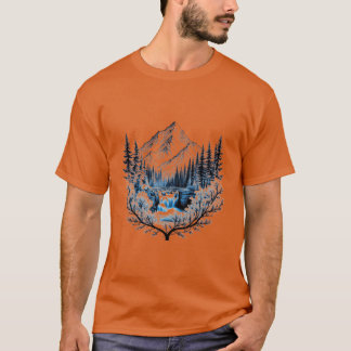 Majestueuze berg waterval scene t-shirt