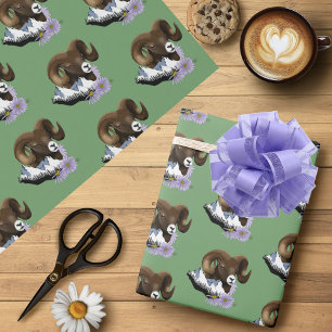 Majestueuze Bighorn Bruine Schaap Ram Groen Bergen Cadeaupapier