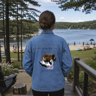 Majestueuze Bighorn Bruine Schaap Ram Groen Bergen Denim Jacket