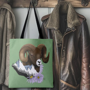 Majestueuze Bighorn Bruine Schaap Ram Groen Bergen Draagtas