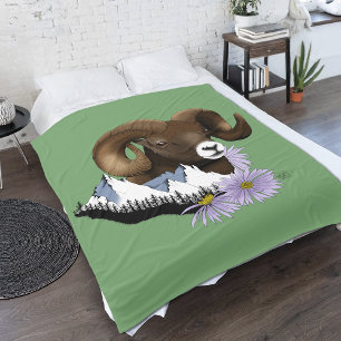 Majestueuze Bighorn Bruine Schaap Ram Groen Bergen Fleece Deken