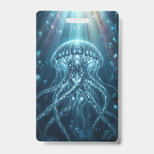 "Majestueuze Bioluminescente Kwallen Custom Rond B Badge