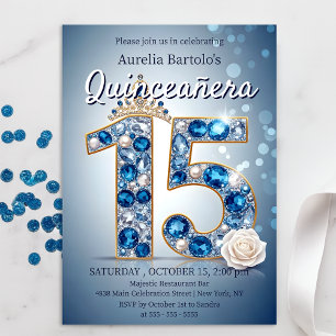 Majestueuze Blauwe en Zilveren Diamanten Tiara Qui Kaart