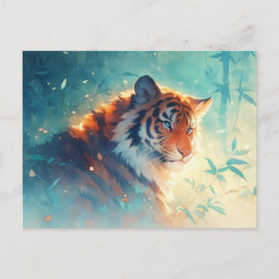 Majestueuze Blauwe Oog Tijger in Zonnestralen Briefkaart