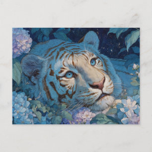 Majestueuze Blauwe Tijger in Hortensia Tuin Briefkaart