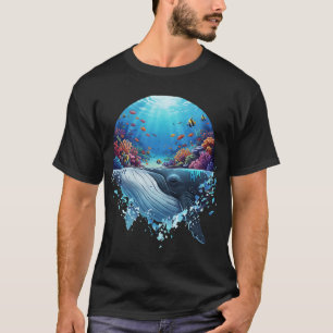 Majestueuze Blauwe Walvis Koraalrif Oceaan Wildlif T-shirt