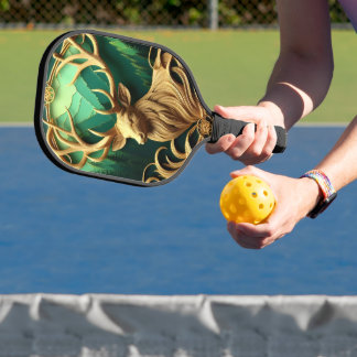 Majestueuze bok staren in een serene bos pickleball paddle