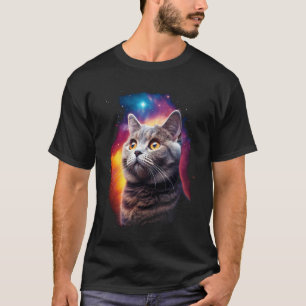 Majestueuze Britse Korthaar Kat in de Ruimte Kinde T-shirt