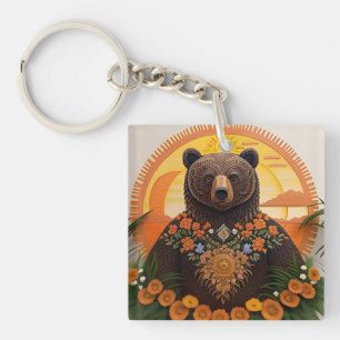 Majestueuze bruine beer sleutelhanger