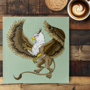 Majestueuze Bruine Fantasie Griffin Mythische Gryp Legpuzzel
