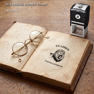 Majestueuze Brullende Leeuw Safari Ex Libris Boekp Zelfinktende Stempel