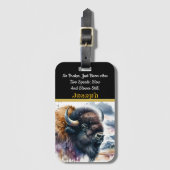 Majestueuze Buffalo Bison's zwerven door de kleurr Bagagelabel (Voorkant (verticaal))