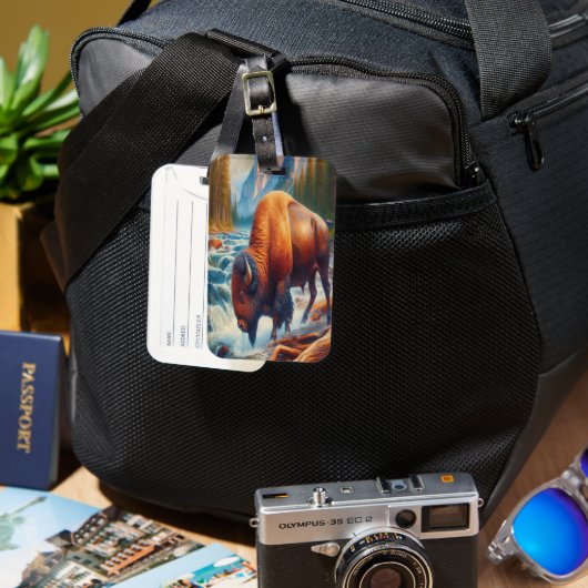 Majestueuze buffels in rustige wateren bagagelabel (Voorkant & Achterkant)