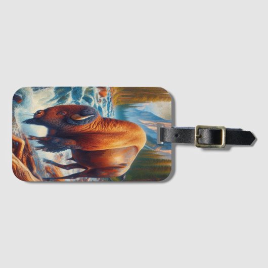 Majestueuze buffels in rustige wateren bagagelabel (Voorkant (horizontaal))