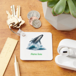 Majestueuze Bultrug Walvis Oceaan Aquarel Op Maat Sleutelhanger
