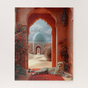 Majestueuze cheeta in een Marokkaans woestijnpalei Legpuzzel