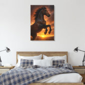 Majestueuze Dark Bay paardenfokkerij in karmozijnr Canvas Afdruk (Insitu (Slaapkamer))
