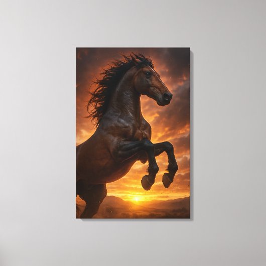 Majestueuze Dark Bay paardenfokkerij in karmozijnr Canvas Afdruk (Voorkant)