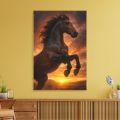Majestueuze Dark Bay paardenfokkerij in karmozijnr Canvas Afdruk (Insitu (Woonkamer))