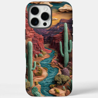 Majestueuze Desert Canyon met levendige kleikunst iPhone 16 Pro Max Hoesje