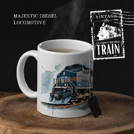 majestueuze diesellocomotief tweekleurige koffiemok