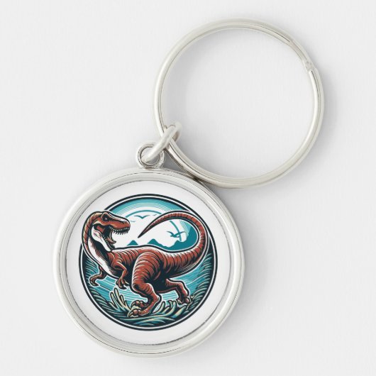 Majestueuze dinosaurus kunst sleutelhanger (Voorkant)