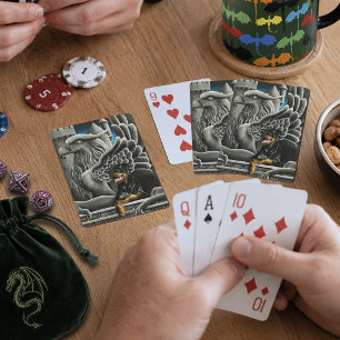 Majestueuze Donkere Fantasy Rottweiler Gargouille Pokerkaarten