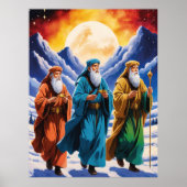 Majestueuze Drie Wijze Mannen Reis Kerstmis Poster (Voorkant)
