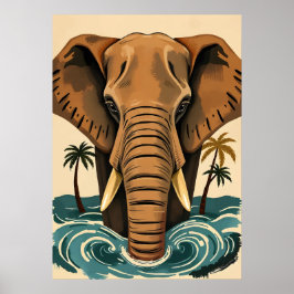 Majestueuze eilandelefant – Tropische Slurfelefant Poster