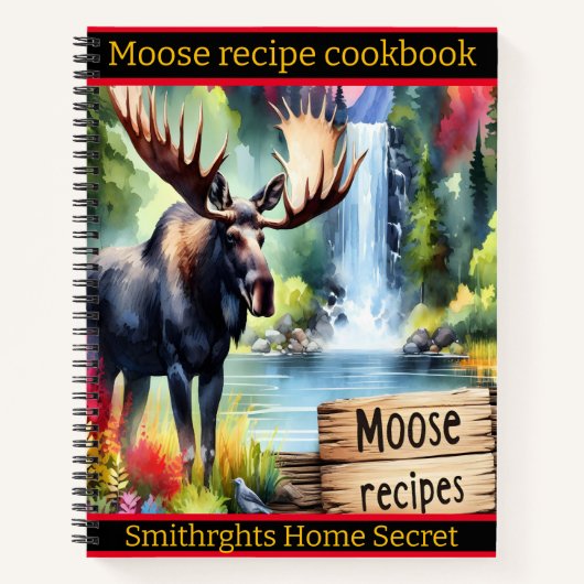 Majestueuze eland bij een rustige waterval bij zon notitieboek (Voorkant)