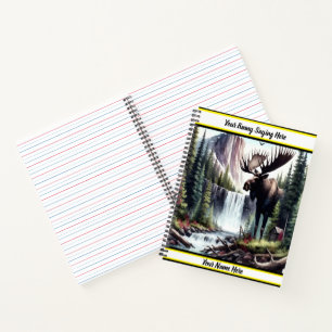 Majestueuze eland die staat bij een rustige waterv notitieboek