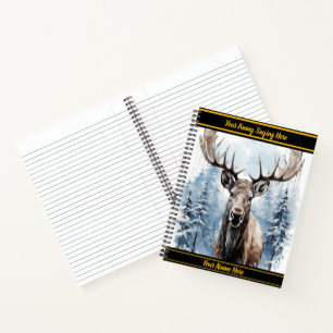 Majestueuze eland die trots staat in een besneeuwd notitieboek