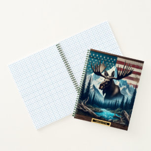 Majestueuze eland tegen een serene alpine achtergr notitieboek