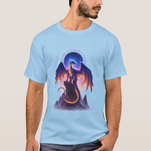 Majestueuze fantasie draak op berg t-shirt