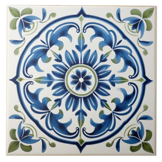 Majestueuze Floral Italië Medaillon Siciliaans Tegeltje (Voorkant)