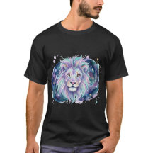 Majestueuze Galactische Leeuw Waterverf T-Shirt