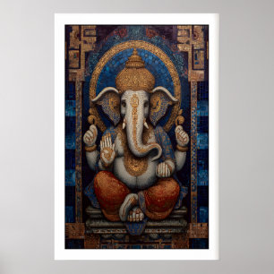 Majestueuze Ganesha Muurkunst - Mozaïekontwerp met Poster