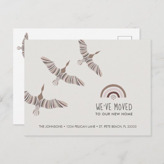 Majestueuze Ganzen We Zijn Verhuisd Naar Ons Nieuw Aankondigingskaart (Voorkant / Achterkant)