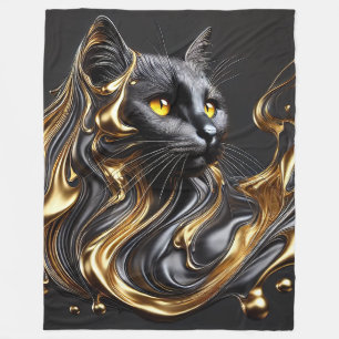 Majestueuze gesmolten gouden kat fleece deken