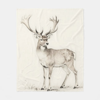 Majestueuze Geweidehertenschets Fleece Deken