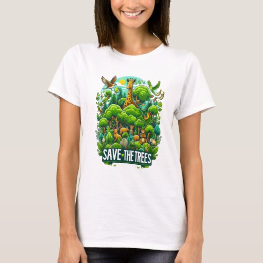 Majestueuze Giraffe in Forest Harmony T-shirt (Voorkant)