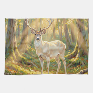 Majestueuze Gouden Bos Herten Schilderij Theedoek