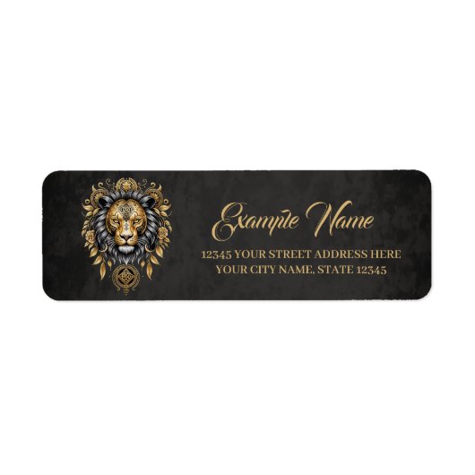 Majestueuze gouden leeuwenkop met zwarte manen. Fi Etiket (Voorkant)