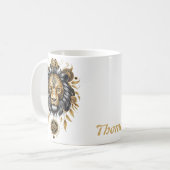 Majestueuze gouden leeuwenkop met zwarte manen. koffiemok (Voorkant links)