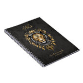 Majestueuze gouden leeuwenkop met zwarte manen notitieboek (Rechterzijde)