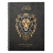 Majestueuze gouden leeuwenkop met zwarte manen notitieboek (Voorkant)